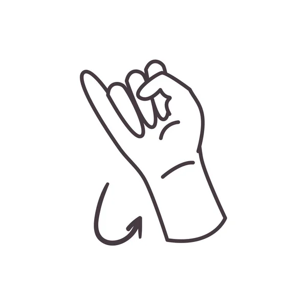 I mano segno lingua linea stile icona vettoriale design — Vettoriale Stock