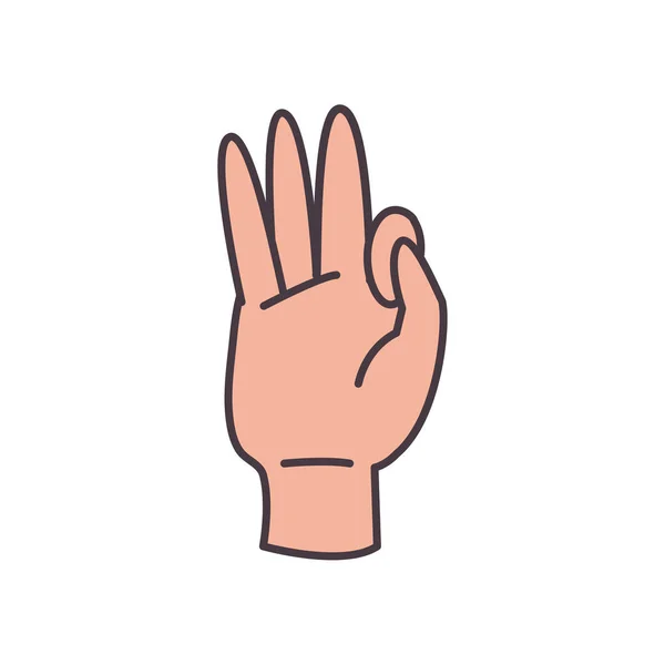 Dokuz el işaret dili çizgisi ve biçim ikonu vektör tasarımını doldur — Stok Vektör