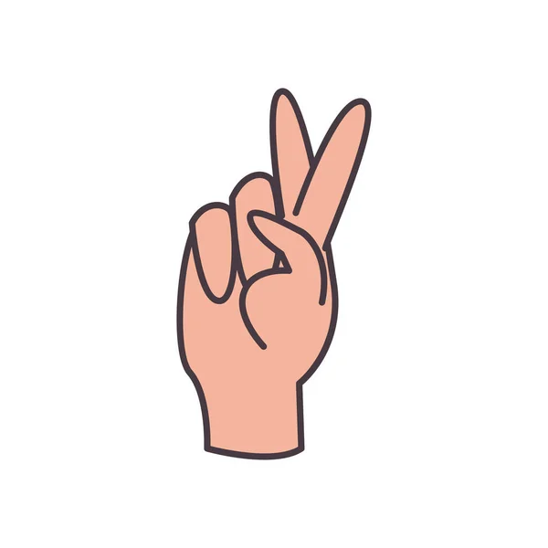 K hand sign language line and fill style icon vector design — 스톡 벡터