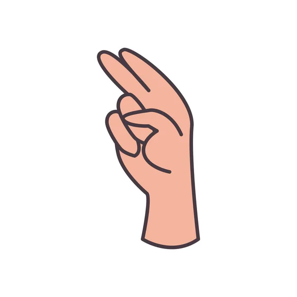 H linea di linguaggio dei segni a mano e disegno vettoriale icona di stile di riempimento — Vettoriale Stock