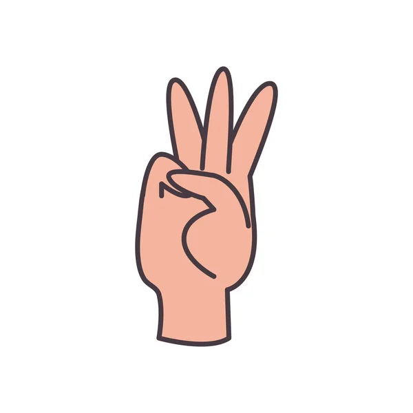 Sechs-Hand-Zeichensprache und Füllen Stil-Symbol-Vektor-Design — Stockvektor