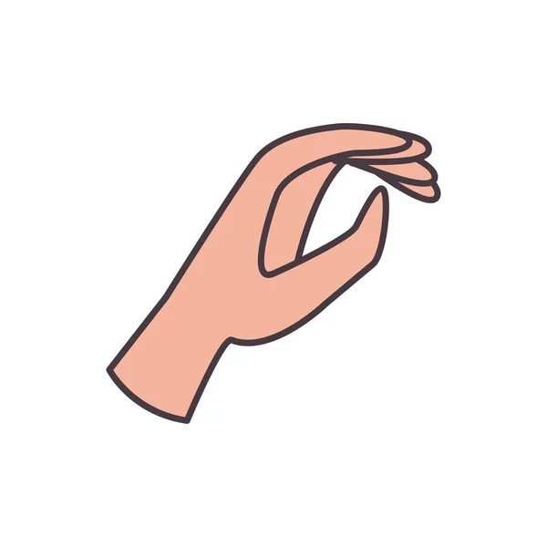 C linea di linguaggio dei segni a mano e disegno vettoriale icona di stile di riempimento — Vettoriale Stock