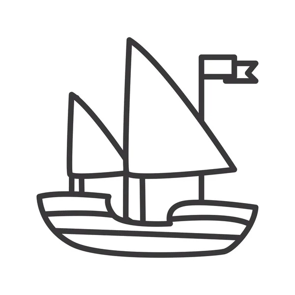 Design de vetor ícone de estilo de linha de veículo navio — Vetor de Stock