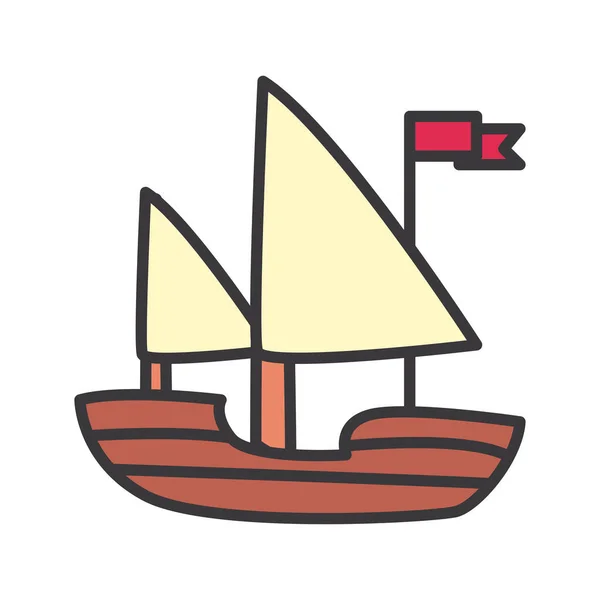 Ship vehicle line and fill style icon vector design — 스톡 벡터