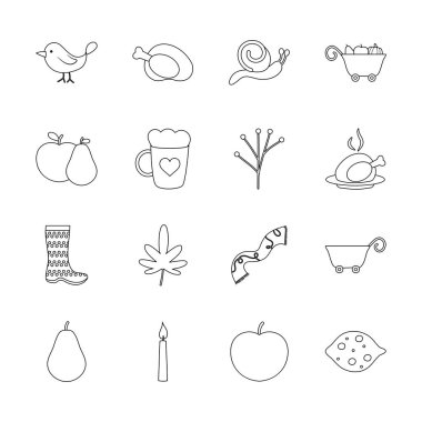 Sonbahar ve yağmur botlarının simge seti, çizgi biçimi