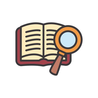 Kitabı ve lupe satırını aç ve biçim vektör tasarımını doldur