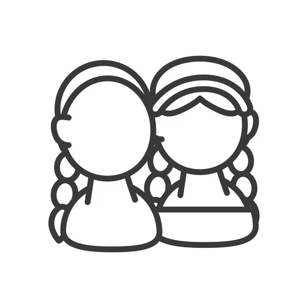 Indiase vrouwen avatars lijn stijl pictogram vector ontwerp — Stockvector