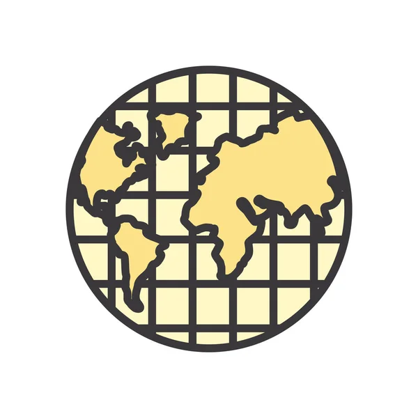 世界球线和填充风格图标矢量设计 — 图库矢量图片