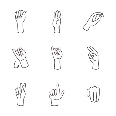 El işareti dili alfabe çizgisi biçim vektör dizaynı