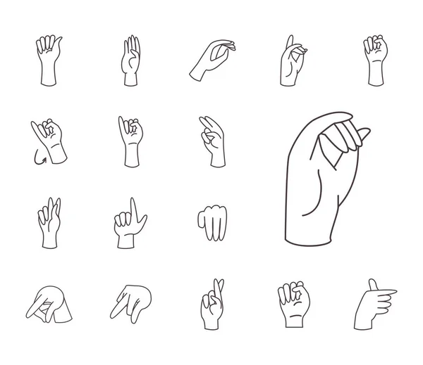 Ručně znakové abecední řádek styl sada ikon vektorový design — Stockový vektor