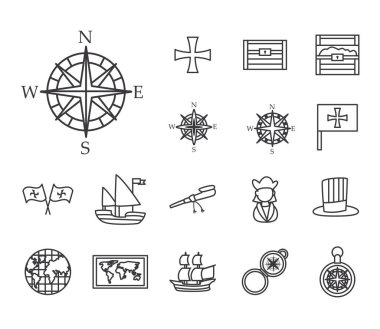 Christopher Columbus man satır biçimi simge vektör tasarımı