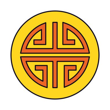 Sonbahar ortası konseptinin Çin cazibe simgesi, çizgi ve dolgu stili