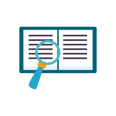 Lupe düz biçim vektör tasarımı ile kitabı aç