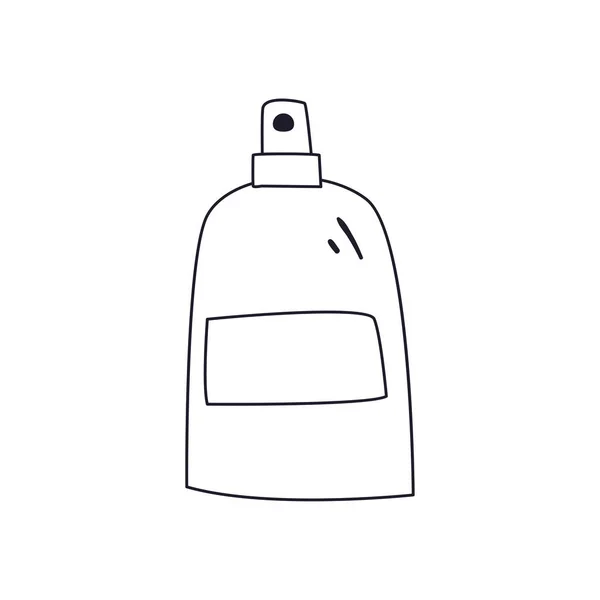Ontsmettingsmiddel spray fles lijn stijl pictogram vector ontwerp — Stockvector