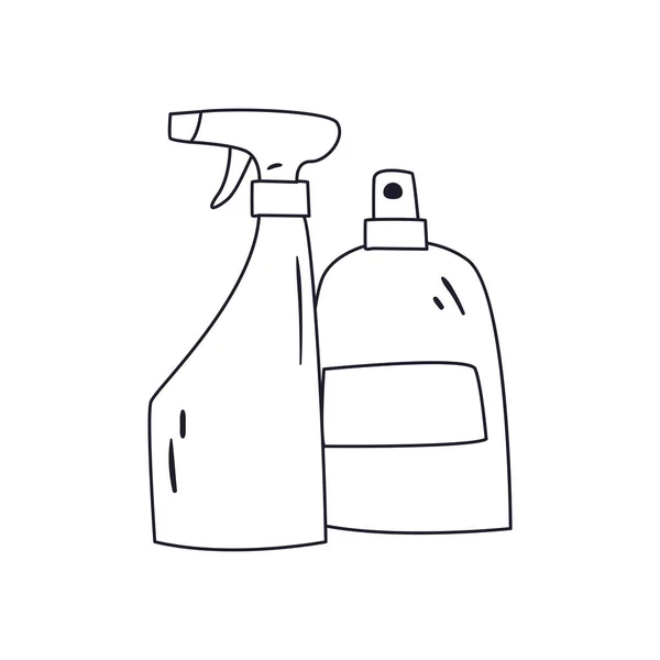 Disinfettante spray bottiglie linea stile icona vettoriale design — Vettoriale Stock