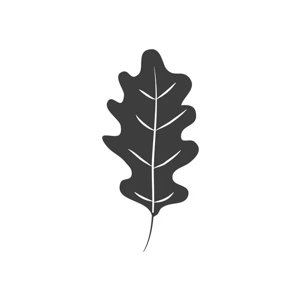 Otoño icono de la hoja de roble, estilo silueta — Vector de stock