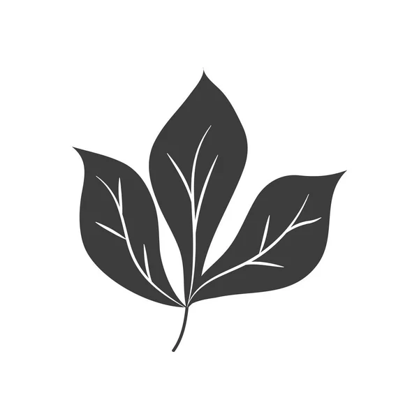 Concepto de hojas de otoño, icono de hoja de castaño, estilo silueta — Vector de stock