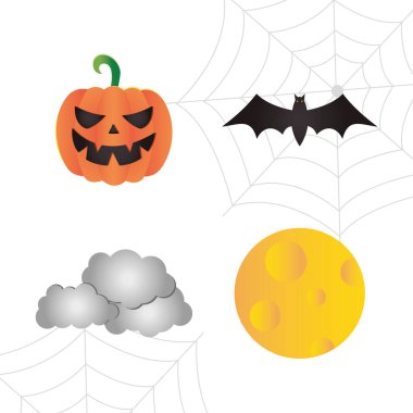 Mutlu Cadılar Bayramı ve Balkabağı ikonu seti