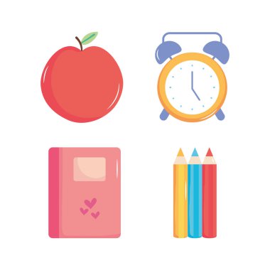 Elma ikonu seti ve okula dönüş