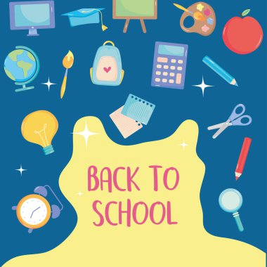 Okulun dizaynına, şirin okul çantası ve ilgili simgelerle geri döneceğim.