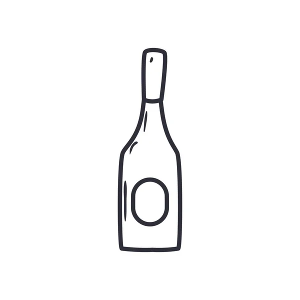 Champagne fles lijn stijl pictogram vector ontwerp — Stockvector