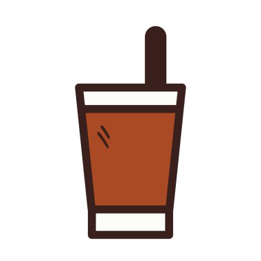 kahve kupası satırı ve biçim ikonu vektör tasarımını doldur