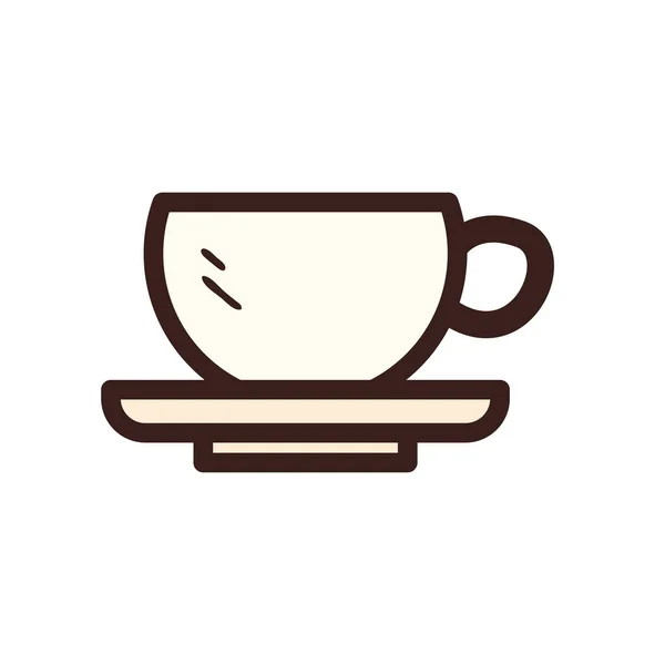Koffie cup lijn en vul stijl pictogram vector ontwerp — Stockvector
