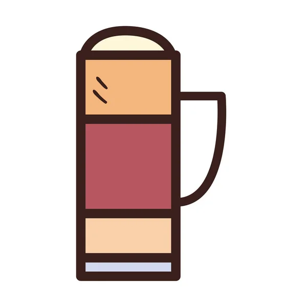 Línea de botella de rayas de café y diseño de vectores de icono de estilo de relleno — Vector de stock