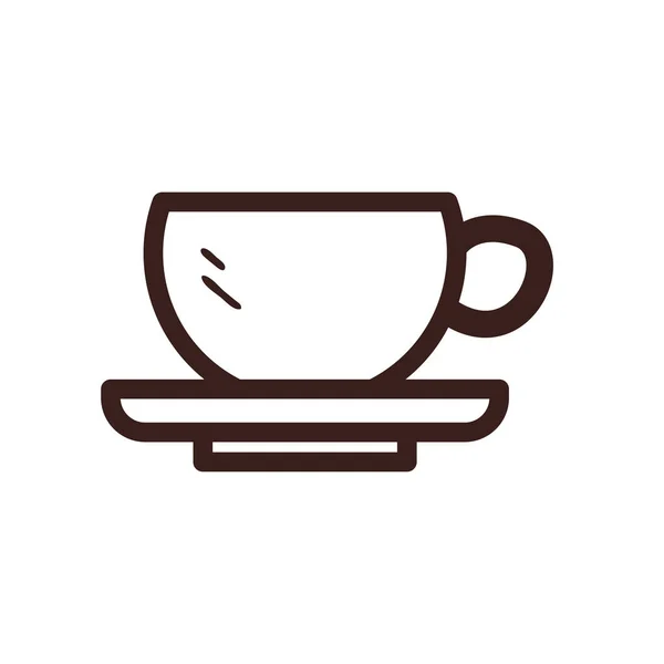 Koffie cup lijn stijl pictogram vector ontwerp — Stockvector