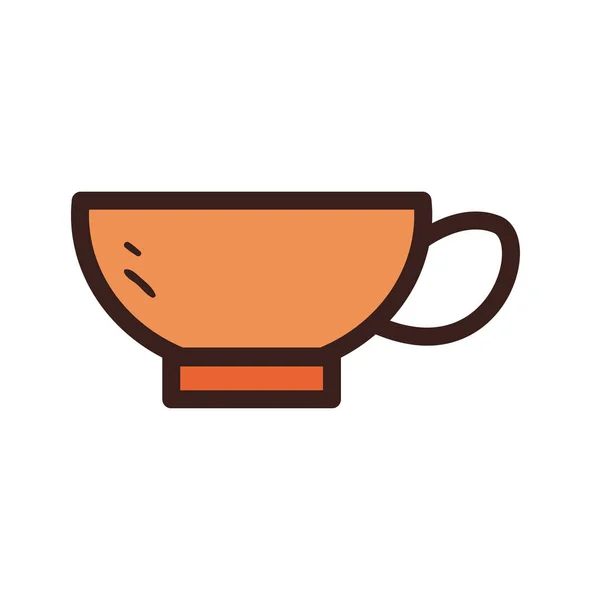 Linha de xícara de café e design de vetor ícone de estilo de preenchimento —  Vetores de Stock