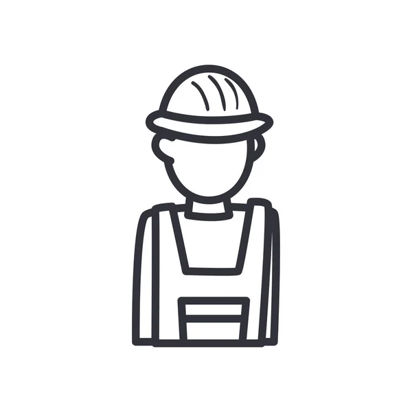 Constructor hombre con casco línea estilo icono vector diseño — Archivo Imágenes Vectoriales