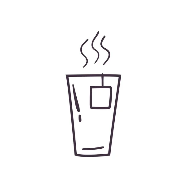Tea mug with bag line style icon vector design — Stock Vector