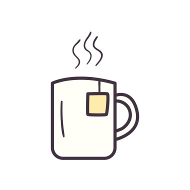 Poşet satırlı çay kupası ve biçim ikonu vektör tasarımı