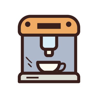 kahve fincanı makine satırında ve biçim ikonu vektör tasarımını doldur