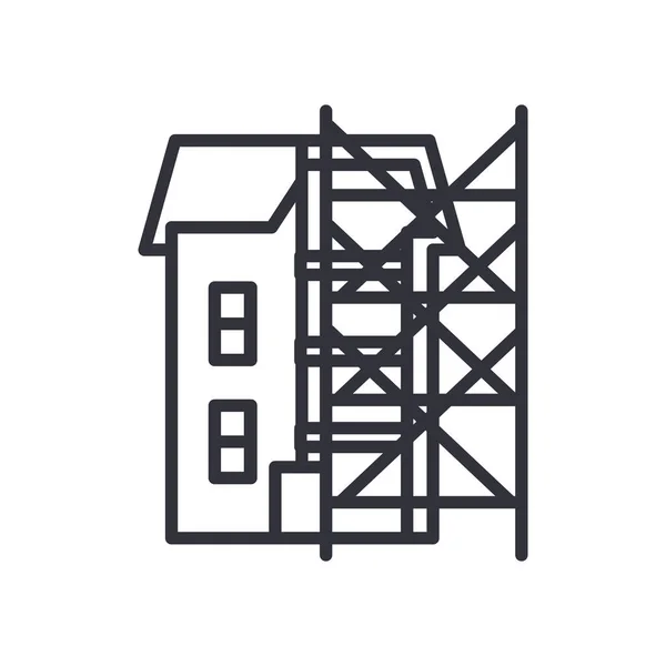 Σπίτι με σκάλες γραμμή στυλ εικονίδιο διάνυσμα σχεδιασμό — Διανυσματικό Αρχείο