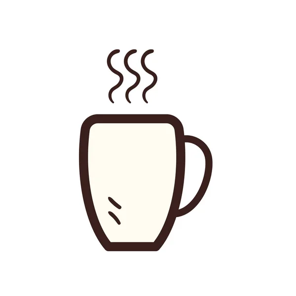 ホットコーヒーマグカップラインと塗りつぶしスタイルのアイコンベクトルデザイン — ストックベクタ