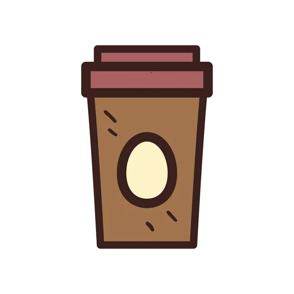Kahve kupası satırı ve biçim ikonu vektör tasarımını doldur — Stok Vektör