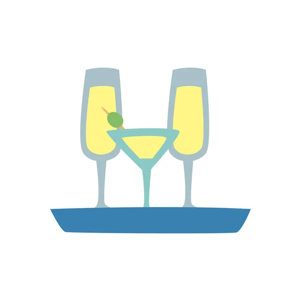 Cocktail and champagne cups free form style icon vector design — Stock Vector