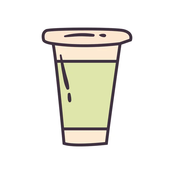 Linha de caneca de chá e design de vetor ícone de estilo de preenchimento — Vetor de Stock