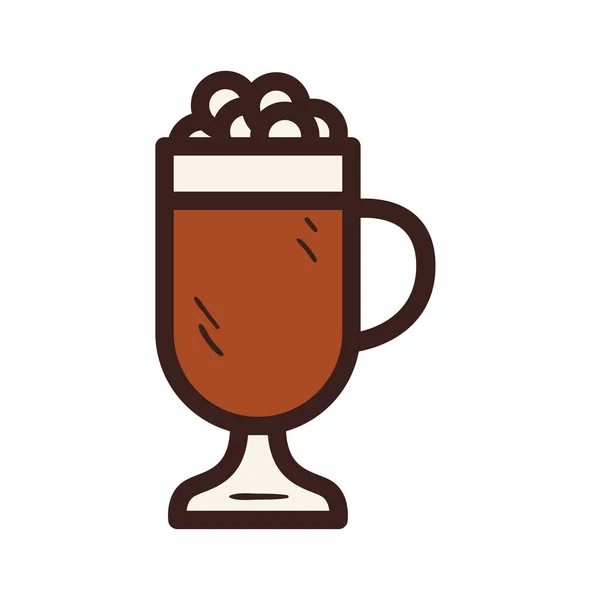 Kaffeeglastasse mit Creme Linie und Füllung Stil-Symbol Vektor-Design — Stockvektor