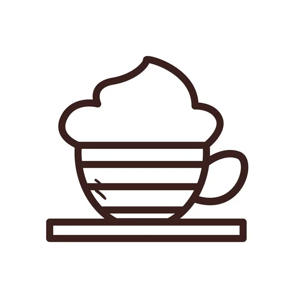 Xícara listrada café com design de vetor de ícone de estilo de linha creme — Vetor de Stock