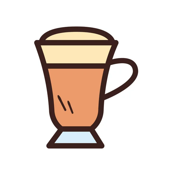 Kahve kupası satırı ve biçim ikonu vektör tasarımını doldur — Stok Vektör