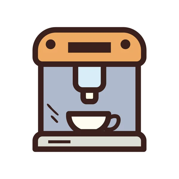 Чашка кофе в линию машины и заполнить стиль иконки векторный дизайн — стоковый вектор