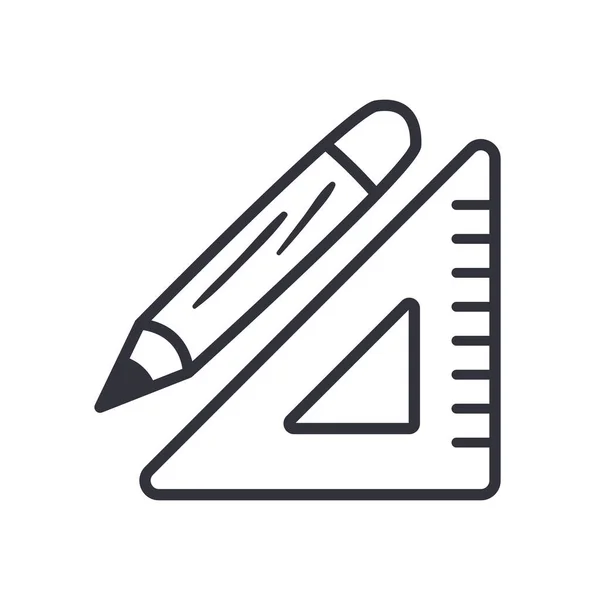 Regla y lápiz línea estilo icono vector diseño — Vector de stock