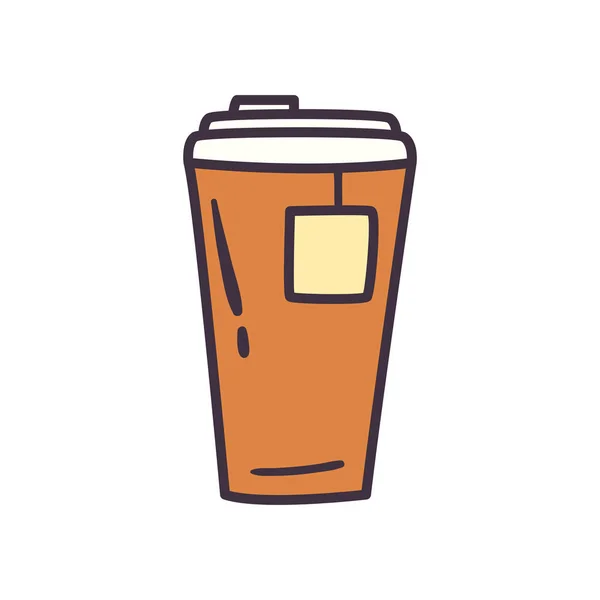 Poşet satırlı çay kupası ve biçim ikonu vektör tasarımı — Stok Vektör