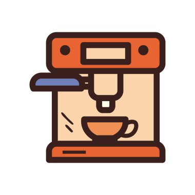 kahve fincanı makine satırında ve biçim ikonu vektör tasarımını doldur