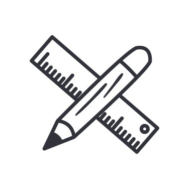 cetvel ve kalem satırı biçim vektör tasarımı