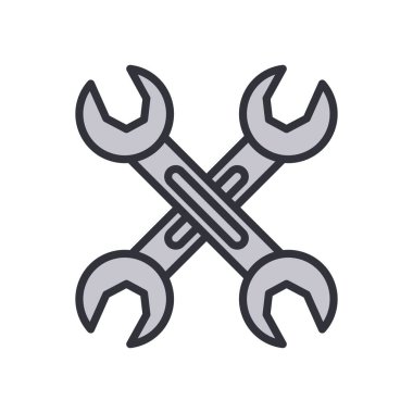 İngiliz anahtarı satırı ve biçim ikonu vektör tasarımını doldur