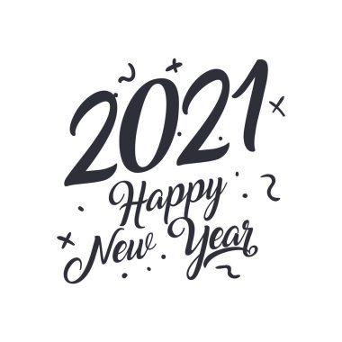 2021 Mutlu Yeni Yıl Satır Stili Vektör Tasarımı