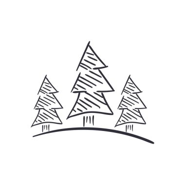 Mutlu noeller çam ağaçları çizgisi biçim vektör tasarımı